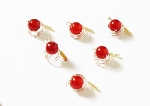 Haarschmuck - 6 Haarspiralen Curlies mit Perlen in der Farbe rot - Brautschmuck
