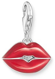 THOMAS SABO Charm-Anhänger roter Kussmund Silber 925 Sterlingsilber, Geschwärzt, Kaltemail