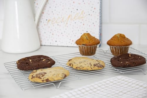 Set of 2 Cooling Wire Racks, Grill, Metal Chrome, 46cm x 31.5cm, 18 inches, Metal Rectange Oven Rack for Cooking and Baking, Oven Safe, Diswasher Safe, Freezer Safe (41cm x 23.5cm)