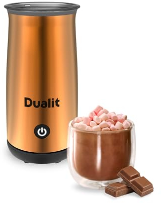 Dualit Hot Chocolate Maker & Milk Frother - 250ml Capacity - Powder, Buttons & Grated Chocolate - Velvety Hot Chocolate in 3 Mins - Cordless Jug - Copper