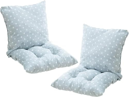 MLordoarf 2 cojines para silla con respaldo de asiento, cojín de respaldo con cintas, respaldo bajo, cojín acolchado para silla de jardín (40 x 80 cm)