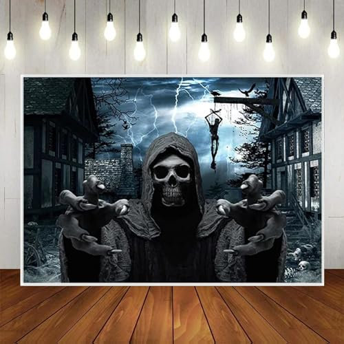 für Halloween-Dekoration Skelette Gebleichte Party Hintergrund Knochen Friedhof Mond Nacht Fotografie Hintergrund Horror Dead Decor Banner