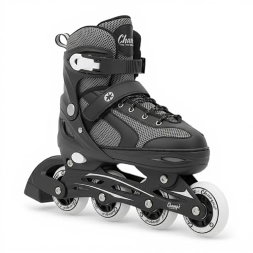 Champz Inline Skates für Kinder/Jugendliche - Fortgeschrittene Skates - Schwarz - Größe 37-40 EU (Max 60 kg)