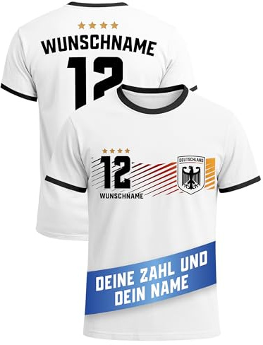 MoonWorks® Herren T-Shirt Deutschland Trikot WM Fußball-Sommer 2026 Fußball personalisiert Fanshirt Deutschlandshirt