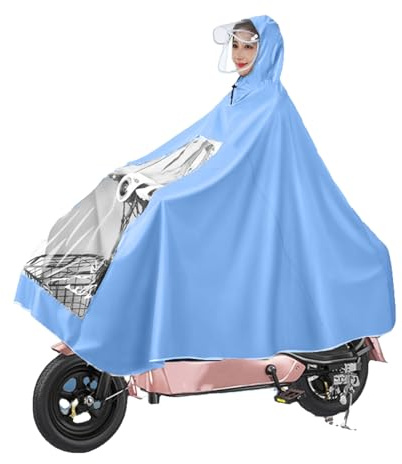 Msiud Poncho Antipioggia Con Cappuccio Mantella Pioggia Leggera Con Tesa, Cappotto Moto Impermeabile per Bicicletta Ciclismo Scooter Mantelle Adulti Bici Equitazione Escursionismo