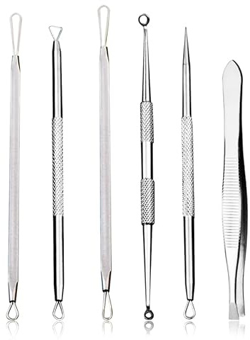 6 piezas Comedone Extractores de espinillas,Kit de herramientas Agujas de acné,Blackhead Remover Kit Herramientas,Kit Profesional para Limpiador de Acne,Poros,Granos