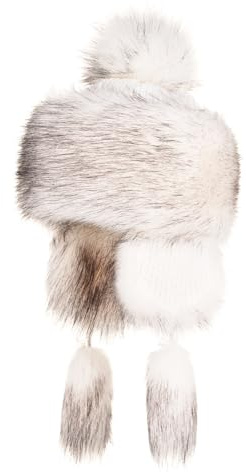 Futrzane Classic Mütze mit Ohrenklappen - Fliegermütze Damen - Russische Hut (S, Weiß mit Schwarz Classic)