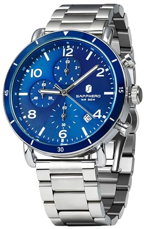 SAPPHERO Uhren für Männer Chronograph Uhr Analog Uhr Herrenuhren wasserdichte Uhren Quarz Datum Herrenuhren Edelstahl Casual Männer