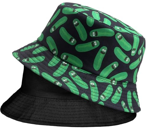 FUIPVGI 2 Stück Bedruckter Fischerhut Unisex,Beidseitig Verwendbarer Sonnenhut,Fischerhut, Sonnenhüte, Sommer-Sonnenhut im Freien für Reisen Jagd Camping im Freien Wandern(Schwarz)