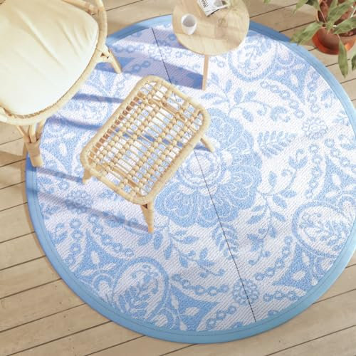 Lauuoeriau Haus und Garten, Rasen und Garten, Outdoor-Wohnen, Outdoor-Decken, Outdoor-Teppich, Babyblau, 160 cm, PP