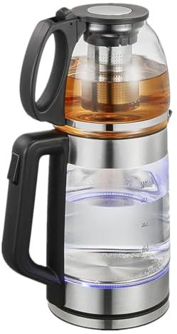 YZRDCXM Théière Turque en Verre, Bouilloire électrique à 2 Niveaux, Bouilloire à thé Auto-filtrante, Chauffe-Eau avec Base rotative à 360 degrés, avec Bec filtrant