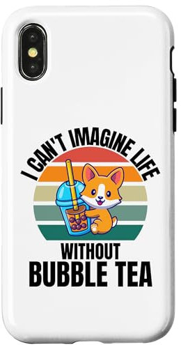 Hülle für iPhone X/XS Süßer Retro-Corgi-Hund Ich kann mir ein Leben ohne Bubble Tea nicht vorstellen