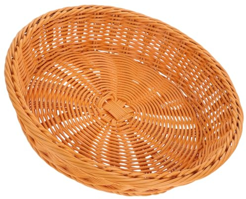 iplusmile Contenitore per Pane, Cestino Rotondo in Simil Rattan Marrone, Grande Capacità, per Tavoli e Piani Cucina, Elegante e Salvaspazio