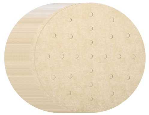 sourcing map Lot de 200 doublures rondes en bambou pour friteuse à air comprimé de 17,8 cm avec trous - Antiadhésives et perforées - Papier sulfurisé jetable pour friteuses à air chaud - Marron