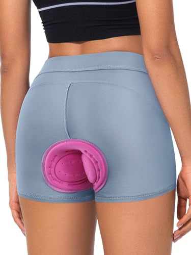 BERGRISAR Pantalones de ciclismo para mujer, acolchados, con acolchado 5D, ropa interior de bicicleta, azul claro, S