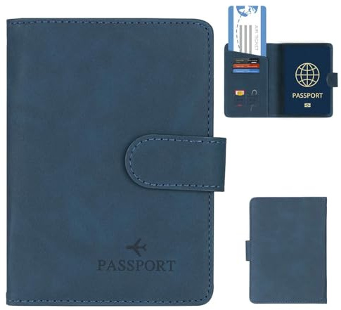 JFFZPZEE Portafoglio Donna Passaporto Copertura del Blocco Block Case Accessori per Viaggi Donne-Blu Scuro