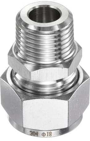 QUARKZMAN Edelstahl Kompressionsrohr Verschraubung 18mm OD x 1/2 NPT Gewinde Männlich Gerade Kupplung Adapter Rohrfitting Klemmringverschraubung für Öl Gas Wasser