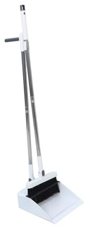 POPETPOP 180grado Scopa e Paletta Pieghevole Bianca Manico Acciaio Inossidabile e Setole Antiaderenti Strumento per La Pulizia Quotidiana Cucina e Casa con Denti Pettine per Raccolta