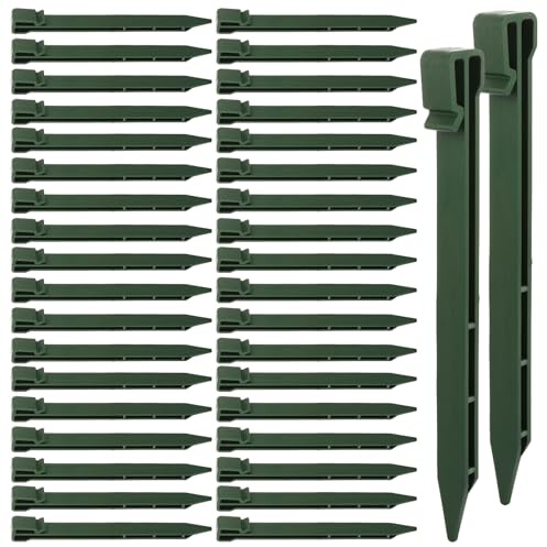 LDHHYH 50PCS Plastic Ground Stakes, 25CM Heavy Duty Landscape Edging Stakes Tent Pegs Spikes for Campings Outdoor Edging, Terrace Board and Garden Lawn Sand Beach Woods (Green)
