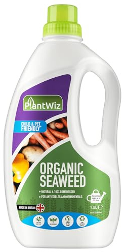 PlantWiz Organic Seaweed Fertilizer 1.5L – Cold Pressed Liquid Plant Feed for All Plants – Indoor & Outdoor, Edible Safe, Natural Growth Booster, Recyclable Bottle, UK Made