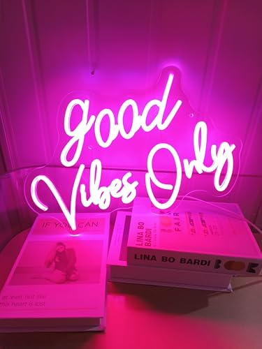 Good Vibes Only Neon Signs for Wall Decor, Dimmable Neon Light Sign for Bedroom, Wedding, Game Room, Party, Bar Decor, Cafés, Shops