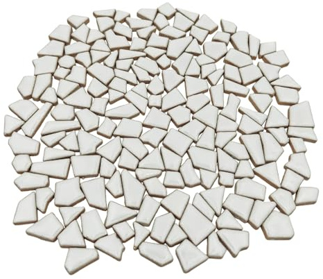 200 g unregelmäßige Keramik-Mosaikfliesen zum Basteln, 0,5 x 2 cm kleine Mosaik-Steine für DIY-Mosaikherstellung und Wanddekoration (weiß)