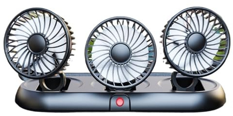 MOZbatte Ventilateur 3 Têtes Bureau & Voiture, 220° Réglable - Anti-Buée, Air Frais Toute l'Année, Alimentation USB/5V, Pliable et Silencieux
