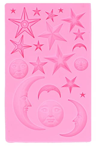 Fyearfly Stampi per torte con sole, luna, stella, fondente, decorazione per cupcake, in silicone, versatile, per budini, gelati