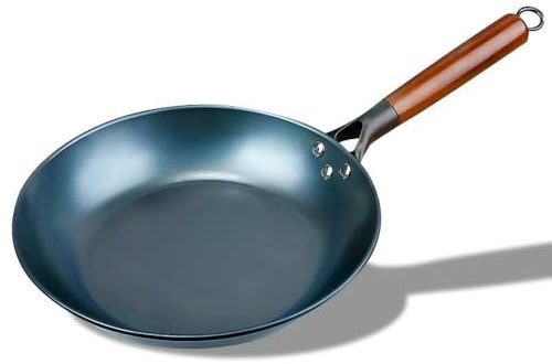 SLJYM Sartén de hierro de 27/31 cm, sartén plana de hierro sin revestimiento, sartén antiadherente para carne o tortilla, utensilios de cocina de inducción de gas