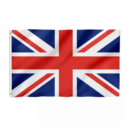 Drapeau anglais avec œillets, couleurs vives et anti-décoloration, rigide, adapté pour divers festivals 1,5 x 0,9 m