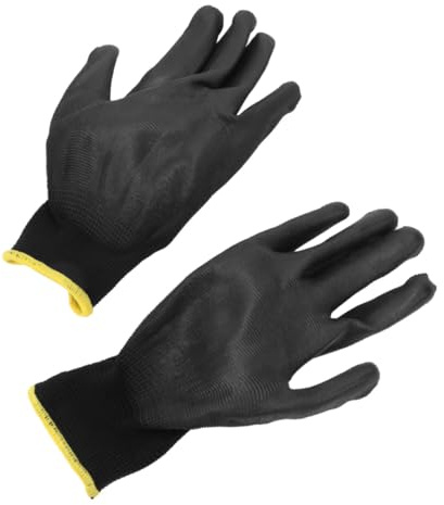 Tofficu 12 paires Gants Anti- Nylon Épais Mitaines de Sécurité Mécanique avec Revêtement PU Gants de Protection Étanches pour Homme et Antidérapants et Résistants à Huile pour Manutention
