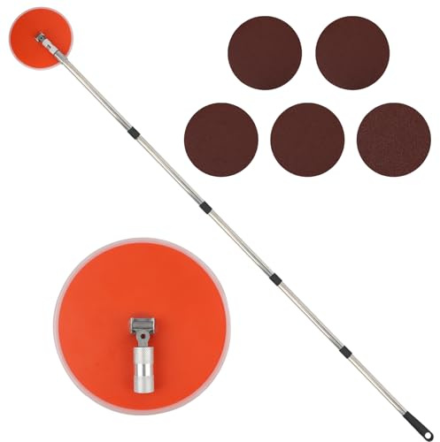 Qivine Drywall Pole Sander for Wall Cleaning & Polishing, 2m 9in Wall Sander with Pole, 360° Rotation Sanding Pole for Walls & Ceilings, Includes 5pcs Sanding Sheets (100, 120, 150, 180, 240 Grit)