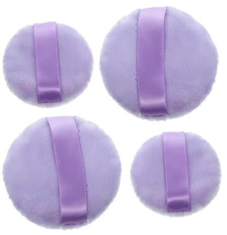 DECORNIJIA 4 Pièces Lot de Houppettes Poudre Douceur Double Face Velours Variée pour Maquillage Naturel Visage Fond de Teint et Poudre