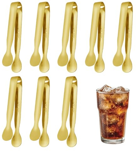 8 pinzas de acero inoxidable para hielo y azúcar, mini pinzas de cocina, pinzas dulces para picar mezcla, cucharas de hielo, pequeñas pinzas de metal para aperitivos, versátiles y pequeños, utensilios