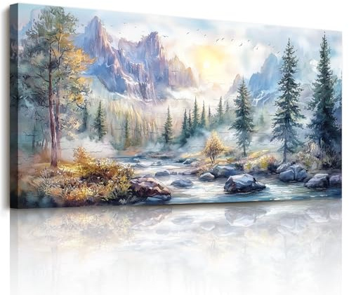 JHHUAMO Cuadros Decoracion Salon Modernos, Lienzos Decorativos Grandes, Laminas Decorativas de Paisaje de Color, Pinturas de Montaña Forestal Dormitorios Habitación Pasillos Comedor 59x119cm | Cuadro mural de paisaje de montaña, excelente artesanía, impresión HD, fácil de colgar, múltiples escenas aplicables