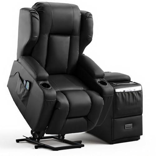 TCGBKAF Elektrischer Sessel mit Aufstehhilfe,Elektrisch Verstellbarer Fernsehsessel mit Liegefunktion,Kinosessel mit USB & Getränkehalter,TV Sessel mit Konsole fürs Wohnzimmer (1 Sessel+Console)