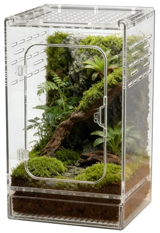 Jumper Fence, Comfortable Clear Acrylic Habitat Fence, Mantis Frog Fence for Small Lizard Turtles Slugs Frogs, Terrarium Cage for Amphibious Reptiles and Anus
