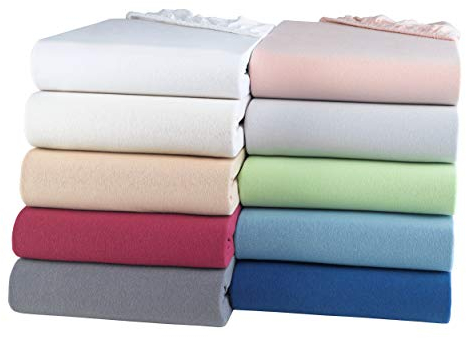 BaSaTex Bio Jersey Spannbettlaken 120x200 cm - Spannbetttuch aus 100% Bio Baumwolle GOTS-Zertifiziert - 120x200 cm - Farbe: Hellgrau