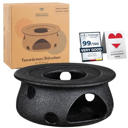 Urban Lifestyle Stövchen für Teekanne aus Steinzeug Lava Optik Teewärmer für Liverpool Teekannen 1,1 L und 1,6 L Teekannenwärmer mit Teelicht Ø 16,5 cm