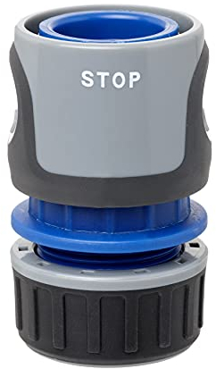 TATAY Conettore rapido STOP Premium per tubo flessible da 1/2 (12,5mm) - 5/8 (15mm), Connettore per raccordo universale, Installazione facile, Protezione solare, Grigio - Nero