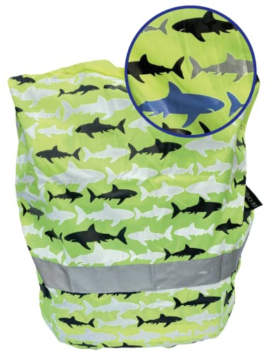 HECKBO Magique Cartable Sac-à-Dos Pluie Protection pour Enfant - Requins Shark - Change de Couleur sous la Pluie - avec Bandes réfléchissantes - Protection Sac à Dos imperméable - Universel