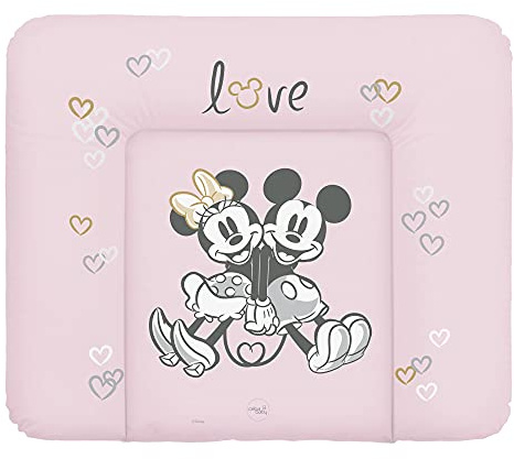 Ceba Baby Wickelauflage - Weiche Wickelunterlage zum Wechseln von Windeln, mit Disney-Motiven - Robustes PVC, abwaschbar - Wickeltischauflage - 85 x 72 cm - Minnie & Mickey Rosa