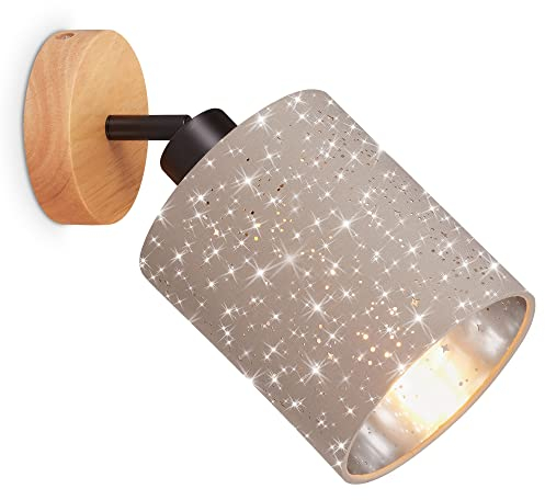 Briloner - Aplique de interior con cielo estrellado, pantalla de tela, orientable, aplique, iluminación de pared, dormitorio, lámpara de pasillo, 13x15 cm, topo