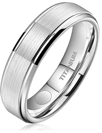 JEROOT Anillos magnético Hombre Plata Titanio Acabado Mate Anillo Cadena Banda Pulido Negro Anillos Alianzas Boda Anillo Compromiso Vintage Fidget Anillo para Hombre Mujere