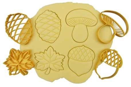 3DKOUPE - Ausstechformen Herbst – 4 Stück – Blatt, Pilz, Eichel, Tannenzapfen – Farbe wählbar