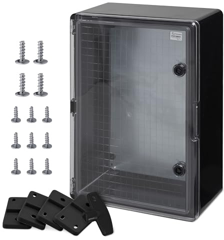 Carcasa para Armario de Pared, IP65, Carcasa Industrial, Carcasa vacía, plástico ABS, Placa de Montaje, Cierre BOXEXPERT Serie Fleet, Diferentes tamaños, Color Negro Transparente (500 x 350 x 190 mm)
