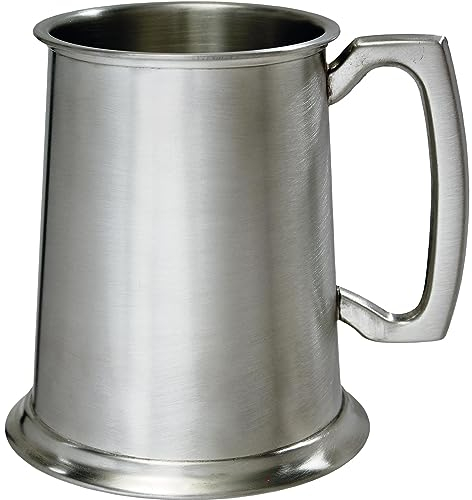 I LUV LTD Estaño Jarro 1 Pinta Plano Satín Mango Cuadrado Puro Pesado Indicador Cerveza Jarro Posibilidad de Grabado Regalos Personalizados para Hombres y Mujeres