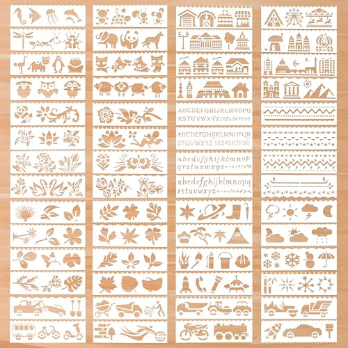 Newellsail Zeichnungs Schablone Kinder 7 Stile DIY Malerei Vorlage Wiederverwendbare Malschablonen 56 Stück