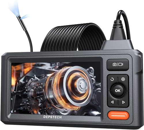 Endoskopkamera mit Licht, DEPSTECH 1080P Dual Lens Endoskop 5,0 Zoll IPS Bildschirm Inspektionskamera IP67 Wasserdicht 5m Schlangenkamera, Industrie Endoskop Rohrkamera Kanalkamera