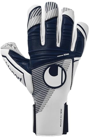 uhlsport Supergrip+ HN, Kinder und Erwachsene Torwarthandschuhe, Blanc/bleu Marine, 9 -
